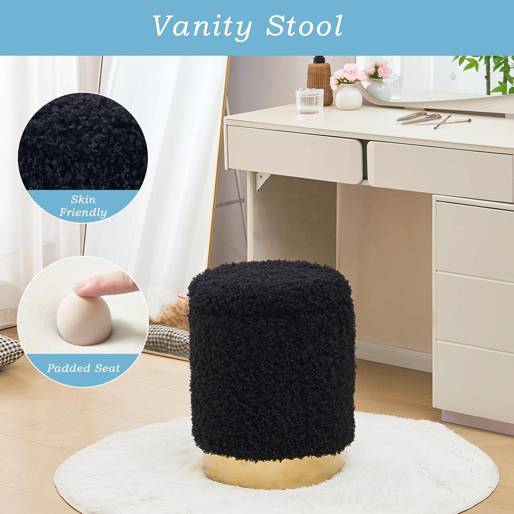 Velvet Storage Ottoman Multipurpose Footrest Stool with Metal Base Modern Rou...