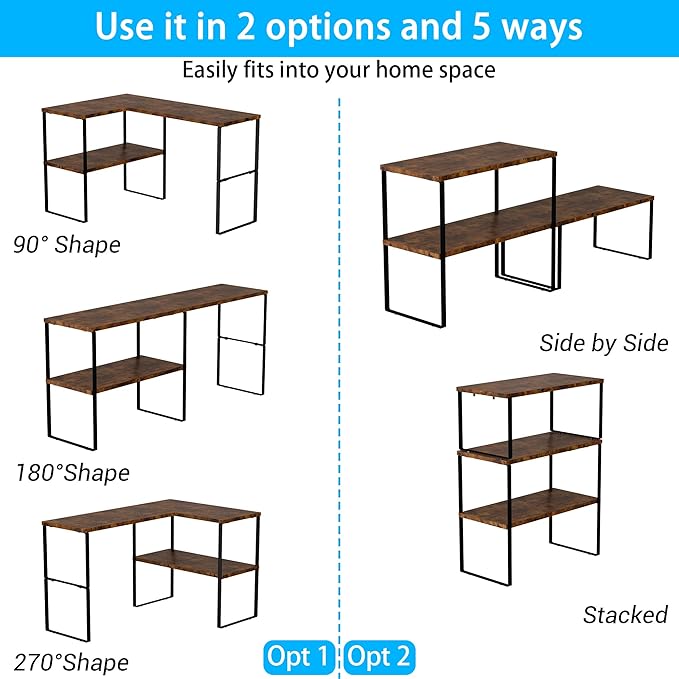 Golener Countertop Organizer Corner Shelf, 2 Tier Adjustable Stackable Corner