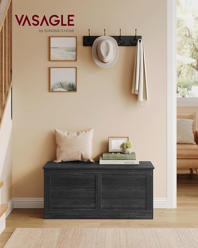 VASAGLE Storage Chest, Storage Trunk with 2 Safety Hinges, Storage Bench, Sho...