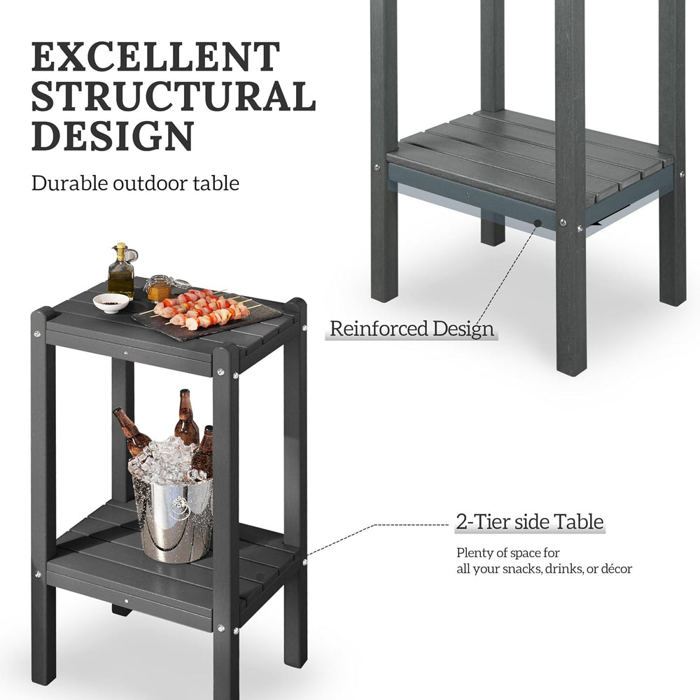 WestinTrends Malibu 36" Outdoor Adirondack HDPE 2-Tier Patio Side Table,...
