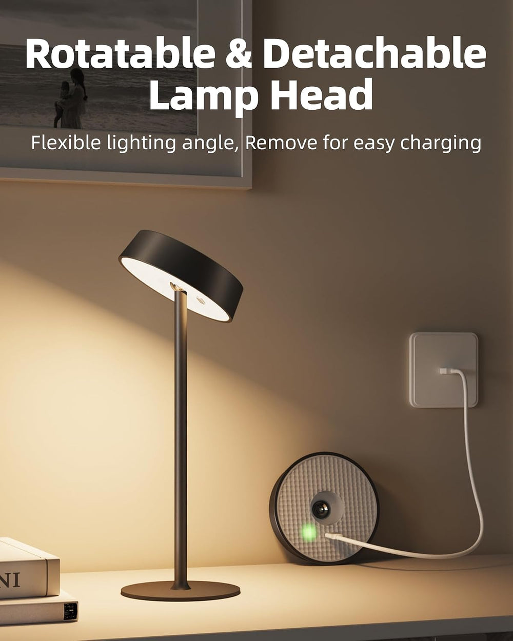 EZVALO Rechargeable Cordless Table Lamp 2 Pack, RGB & 360° Rotating Head
