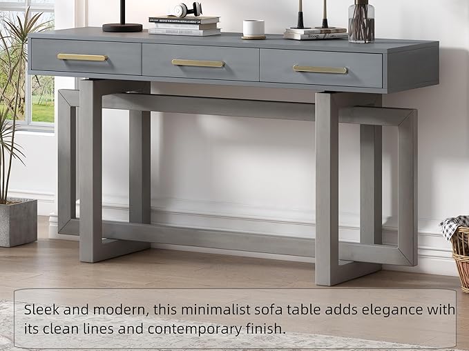57” Entryway Console Sofa Table with Storage Drawers, Long Narrow Behind Couc...