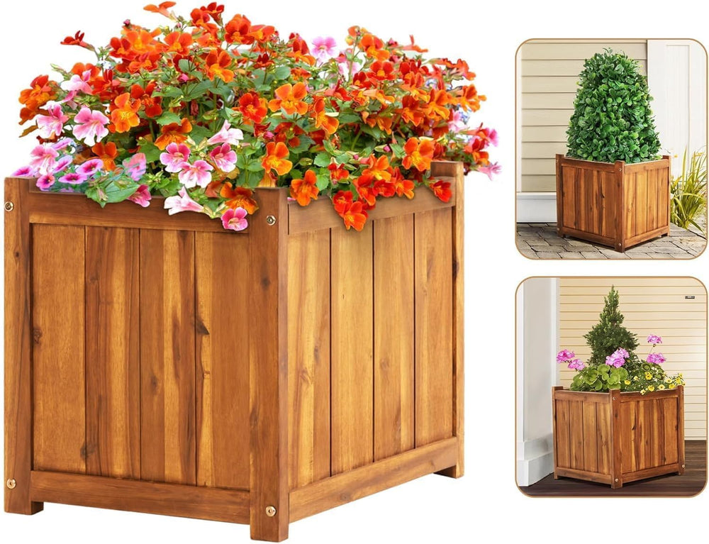 Idzo Hardwood Outdoor Flower Box, Durable Acacia Wood Flower Boxes for Outdoo...