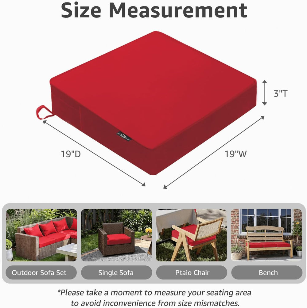 PatioGlow Outdoor Chair Cushions 19 x 19 x 3 Inch, Waterproof & Fade Resi...