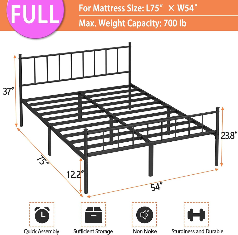 DIIYIV Full Metal Bed Frame,Steel Slat Support,Noise Free,Easy Assembly