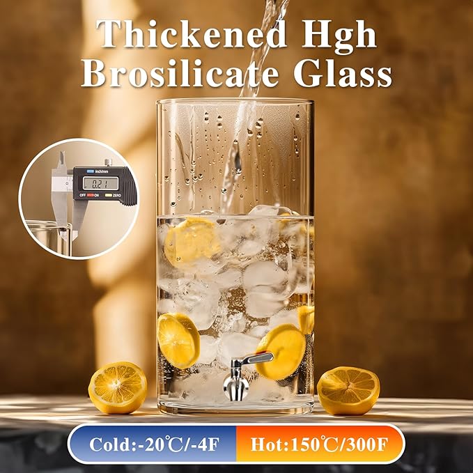 Beverage Dispenser 2.9 Gallon, Glass Drink Dispenser