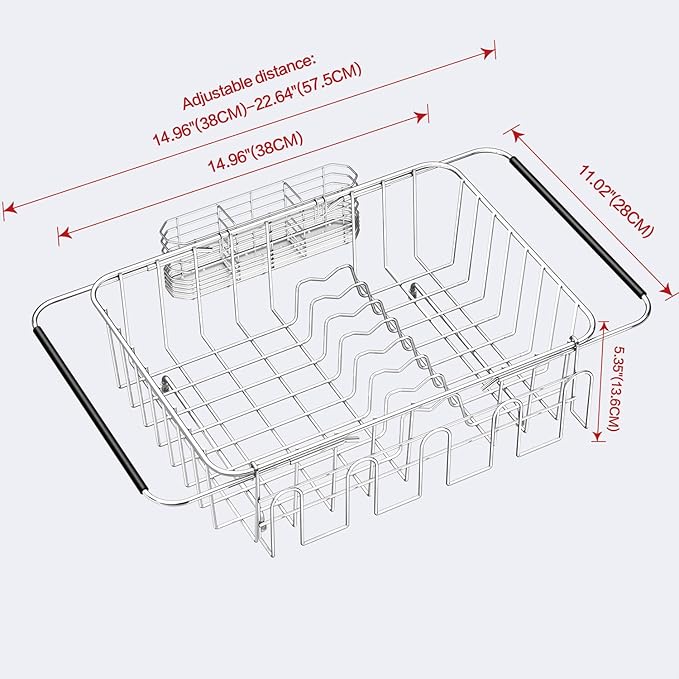 Fanbsy Dish Drying Rack in Sink, Extendable Stainless Steel Dish Drainers