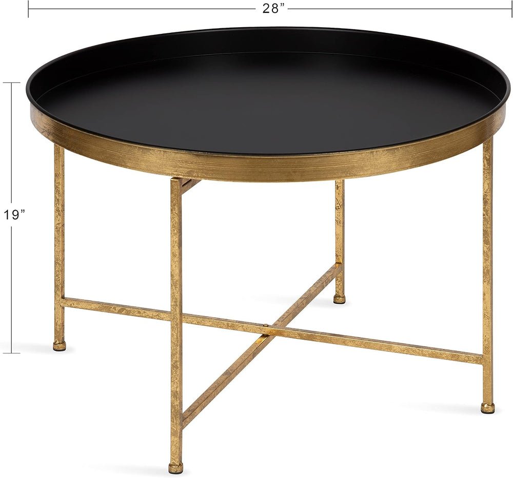 Kate and Laurel Celia Modern Round Coffee Table; 28 x 28 x 19; Black and Gold...