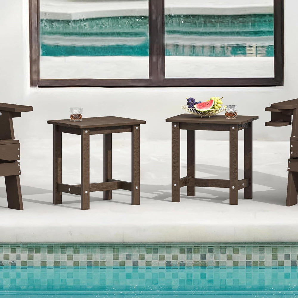 LUE BONA Outdoor Side Table Set of 2, HDPS Small Outdoor Table, Adirondack Si...