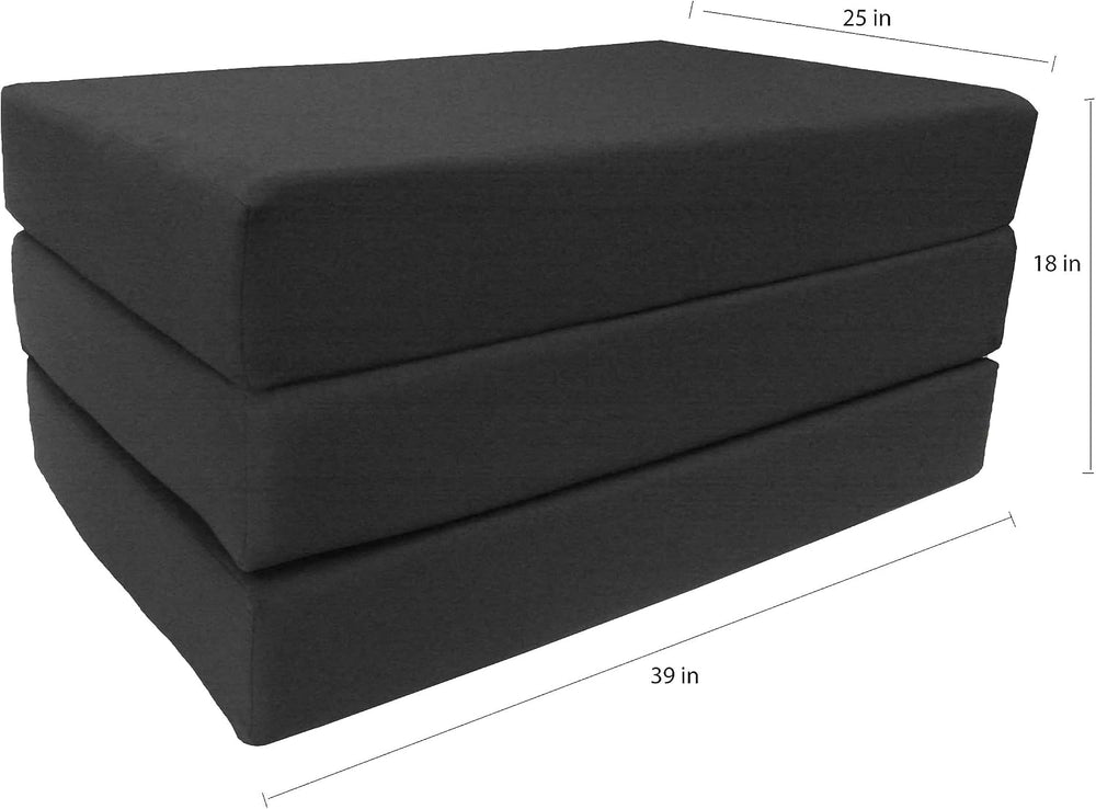 D&D Futon Furniture Black Trifold Foam Beds, Shikibuton, Tatami Cushion T...