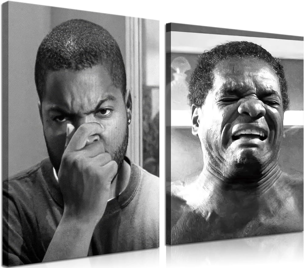 Framed Funny Bathroom Canvas Wall Art Set of 2 - Black and White Vintage Come...