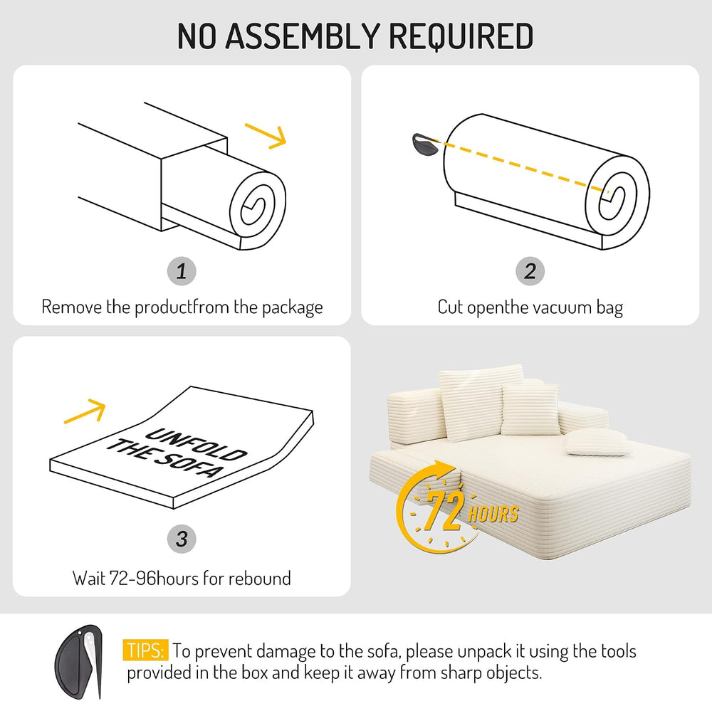 Oversized Boneless Chaise Lounge Chair Indoor, 60”,White | Corduroy Convertib...