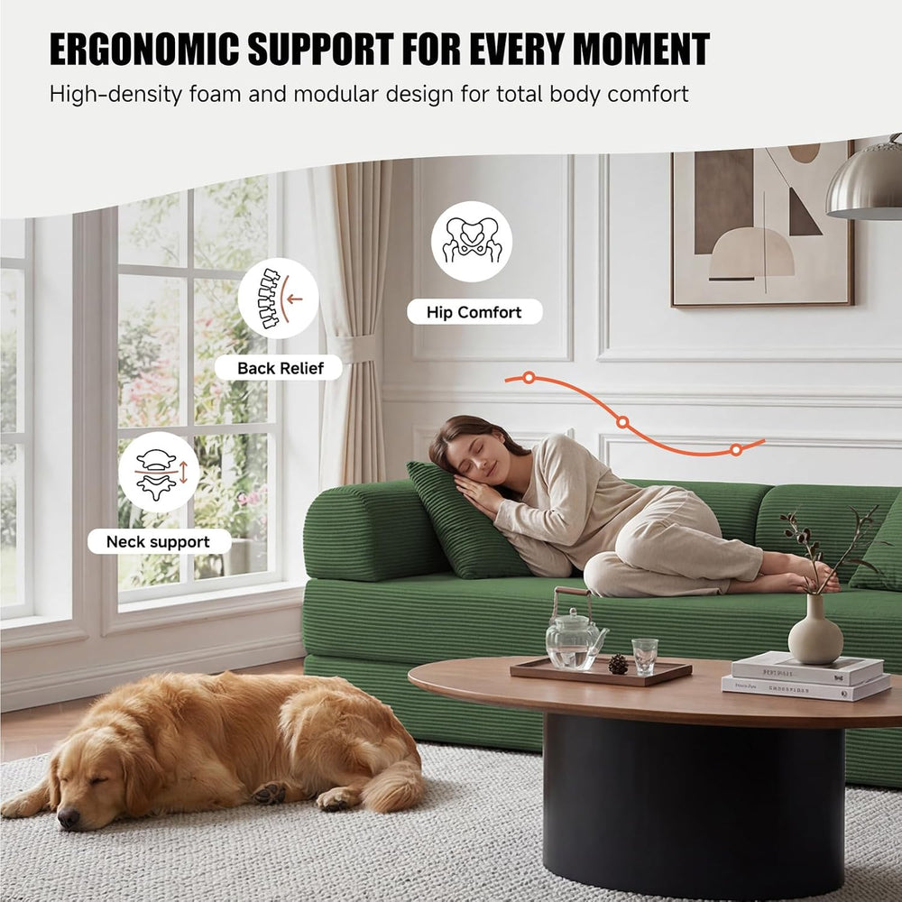 79" Convertible Futon Sofa Bed,5-in-1 Boneless Couch for Small Spaces