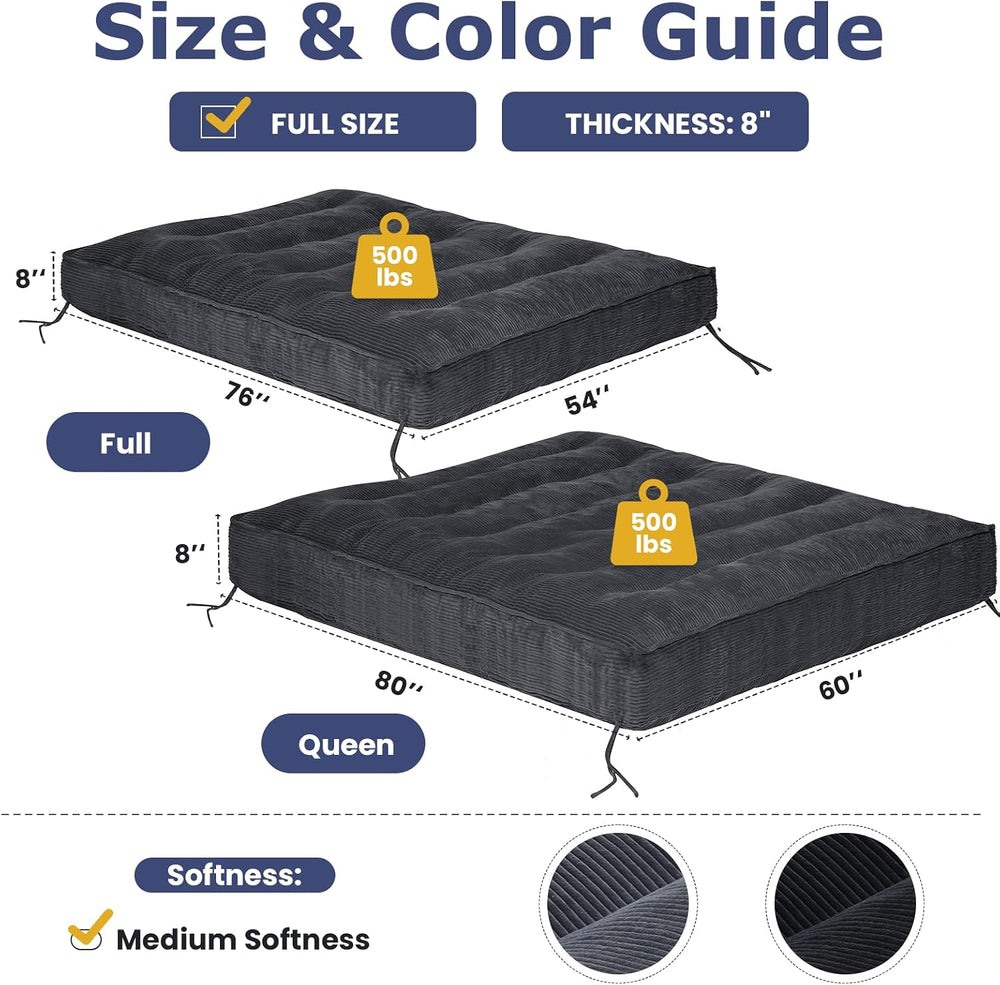 JUIKURY 8" Futon Mattress Full Size, Thick Futons Sofa Couch Bed Sleeper...