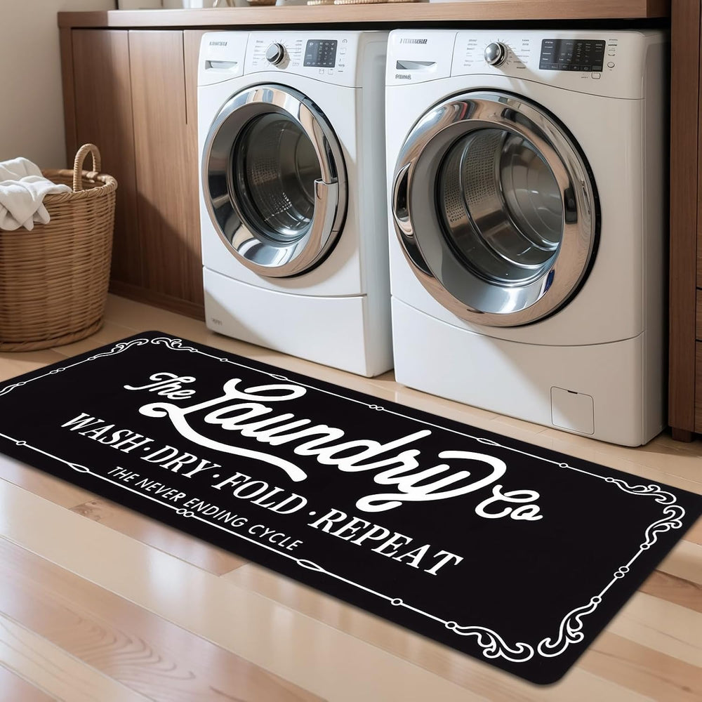 Pauwer Laundry Room Rug Runner 24"x60", Non Slip Waterproof Mat, Bl...