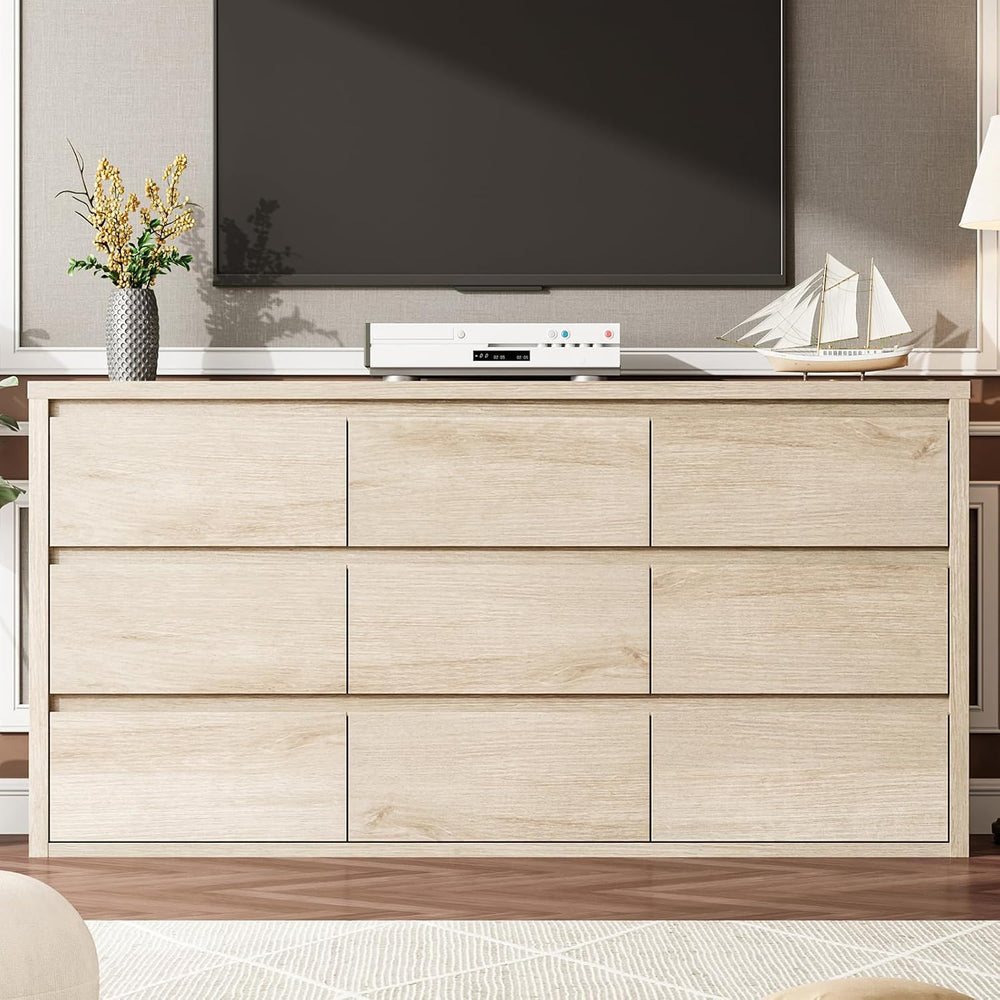 Garvee 9 Drawer Dresser for Bedroom, Wide Chest of Drawers Handle Free