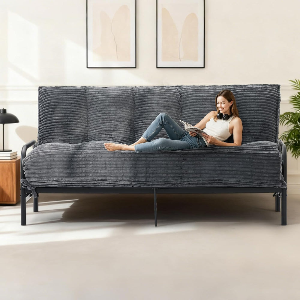 10" Futon Mattress Queen Size,Futons Sofa Couch Bed with Straps, Thick C...