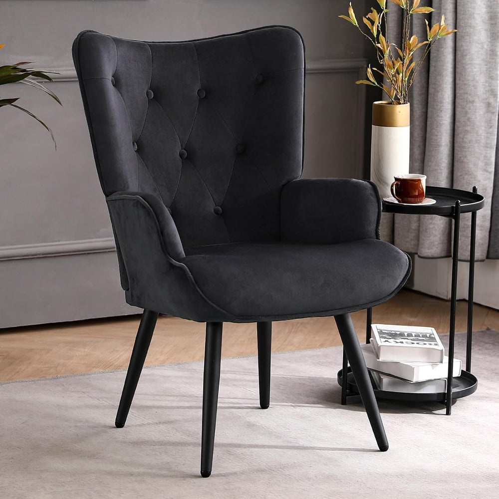 Furniliving Velvet Accent Chair Modern Upholstered Side Armchair with Tapered...