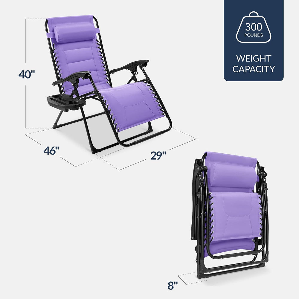 Best Choice Products Oversized Padded Zero Gravity Chair, Folding Outdoor Pat...