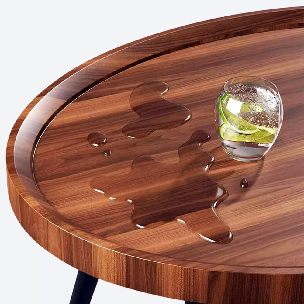 16in Small Round Coffee Table with 2-Tier Storage for Living Room