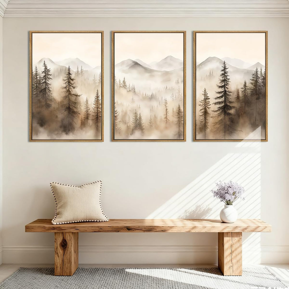 IARTTOP Extra Large Mountain Canvas Wall Art 24x36 Inch Framed Forest Woodlan...