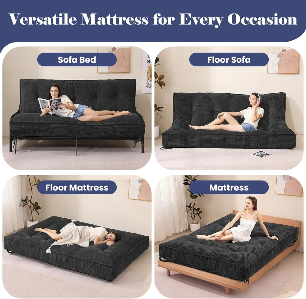JUIKURY 8" Futon Mattress Queen Size, Thick Futons Sofa Couch Bed Sleepe...