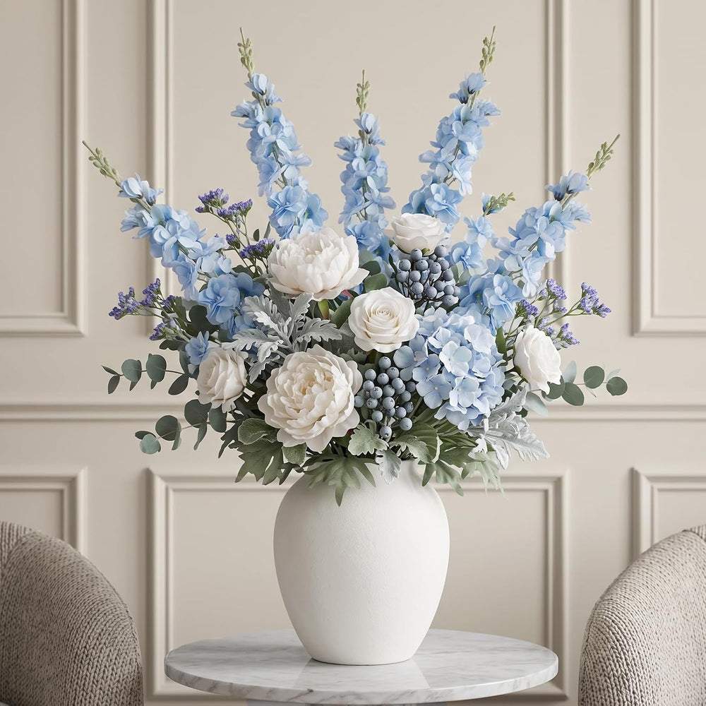 16Pcs Light Blue Delphinium Artificial Flower 33.5'' Long Stem Blue F...