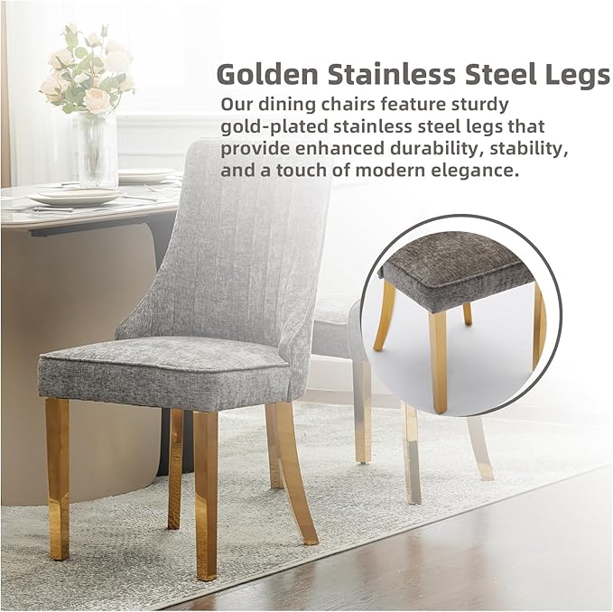 Dining Chairs Set of 4,Modern Channel Tufted Upholstered Dining Chairs with G...