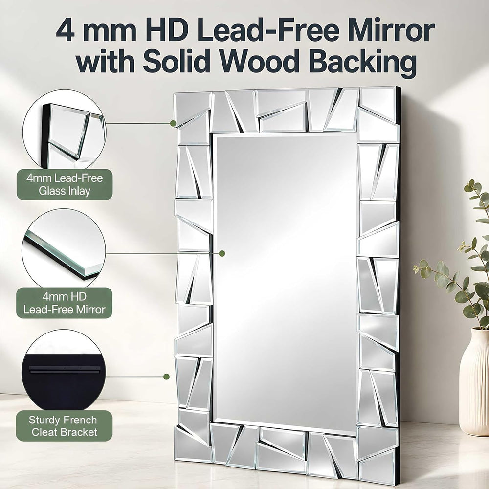Chende 3D Modern Decorative Mirrors for Wall, 36" x 24" Living Room...