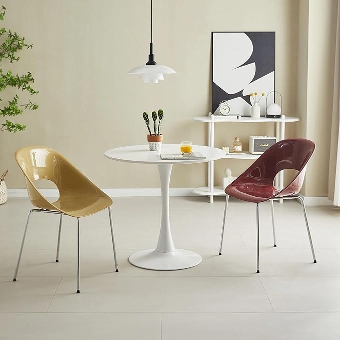 24" Round Dining Table for 2 MDF Table Top and Heavy Metal Dining Table ...