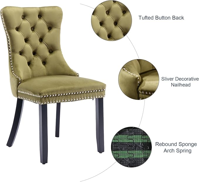 Velvet Dining Chairs Set of 4, Tufted Upholstered Dining Room Chairs with Bac...