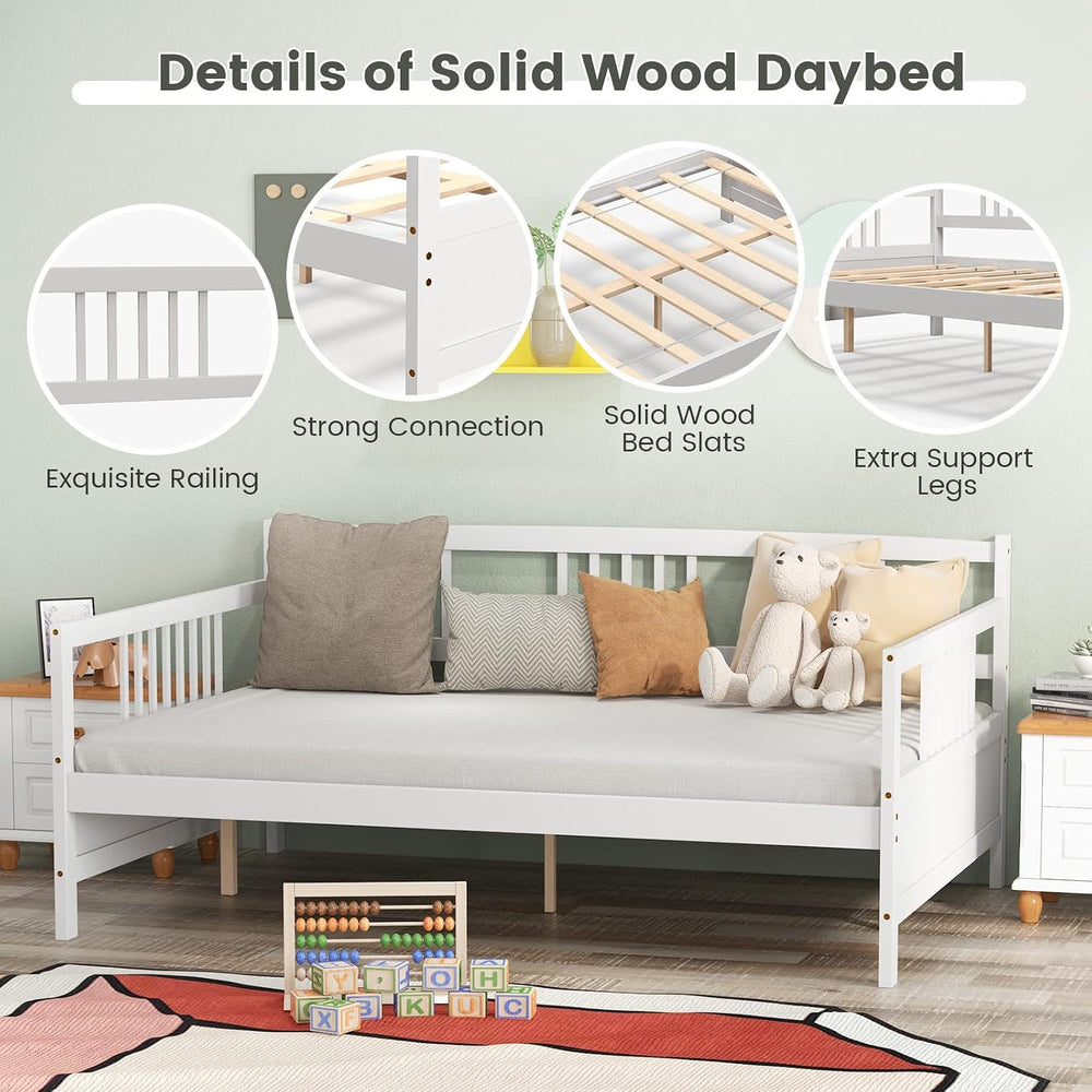 KOMFOTT Wood Daybed Frame Full Size, Sofa Day Bed Frame with Wooden Slats Sup...