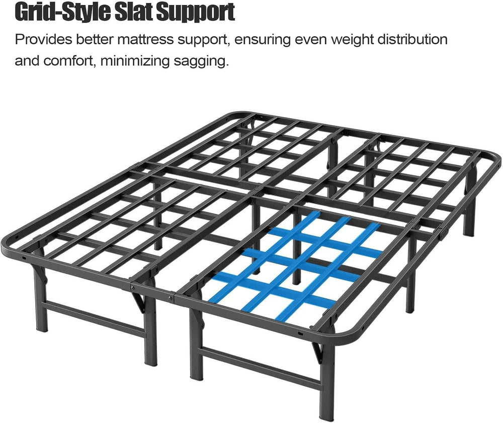 ZIYOO Heavy Duty Full Size Folding Bed Frame, 14 Inch High Metal Platform Dou...