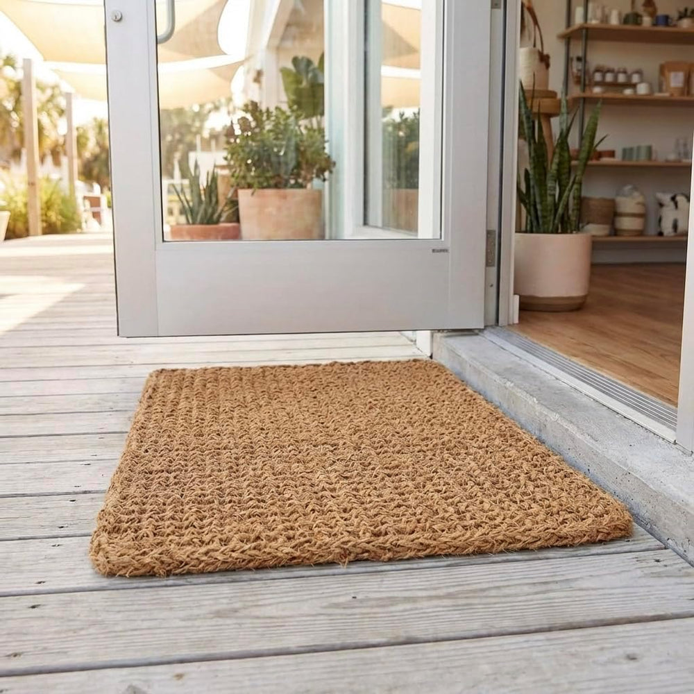 Kempf Dragon Weave Coco Coir Doormat, 22" x 36", Hand-Twisted Inter...
