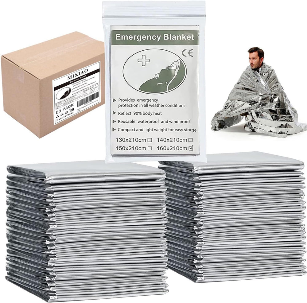 Emergency Myla Thermal Blanket Space Blanket Foil Blanket Pack of 50