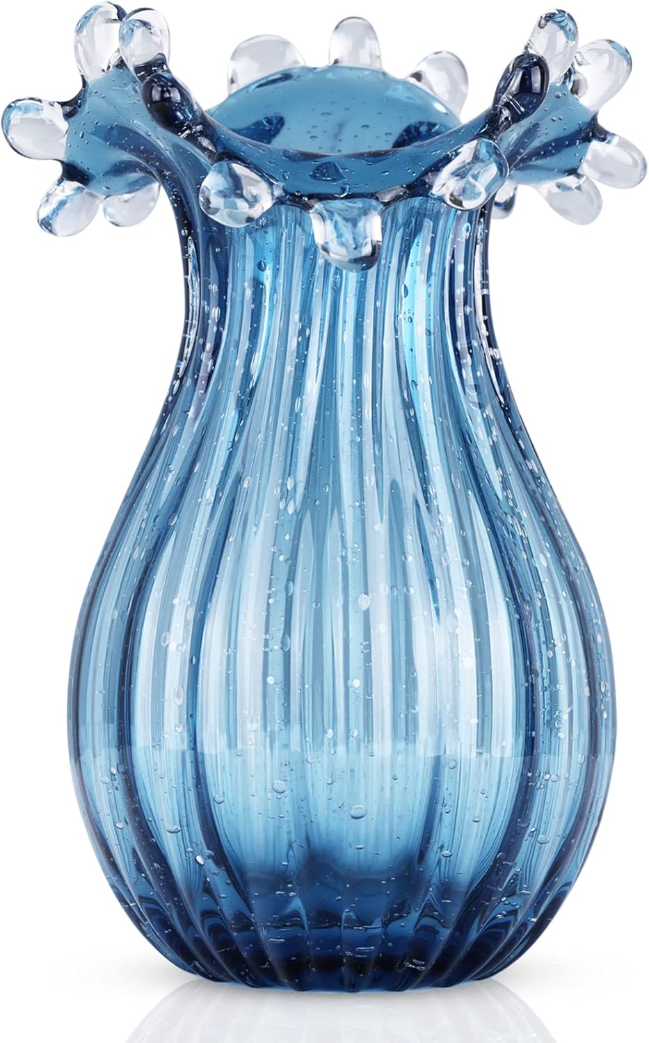 Hand Blown Glass vase, Unique Blue Glass vase, Modern Art Decor, Suitable for...