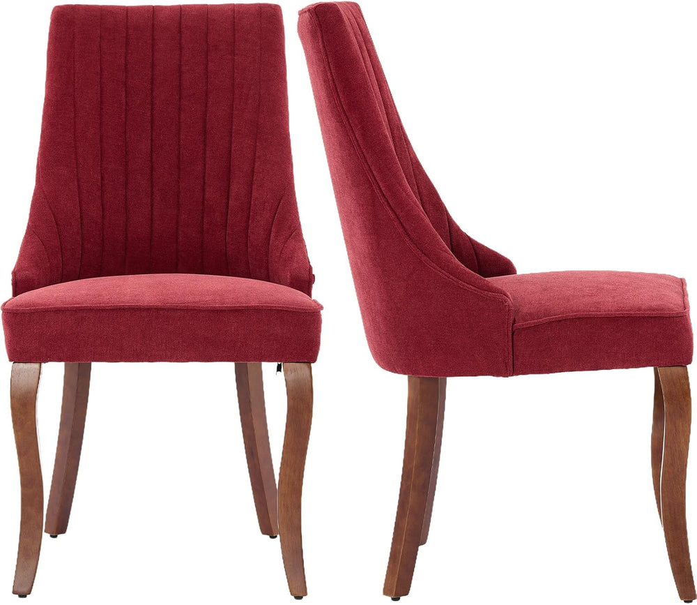Burgundy Mid Century Dining Chairs Set of 2, Modern Kitchen & Dining Room...