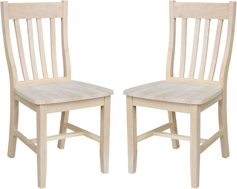 IC International Concepts Set of 2 Cafe Solid Wood Chairs, Unfinished