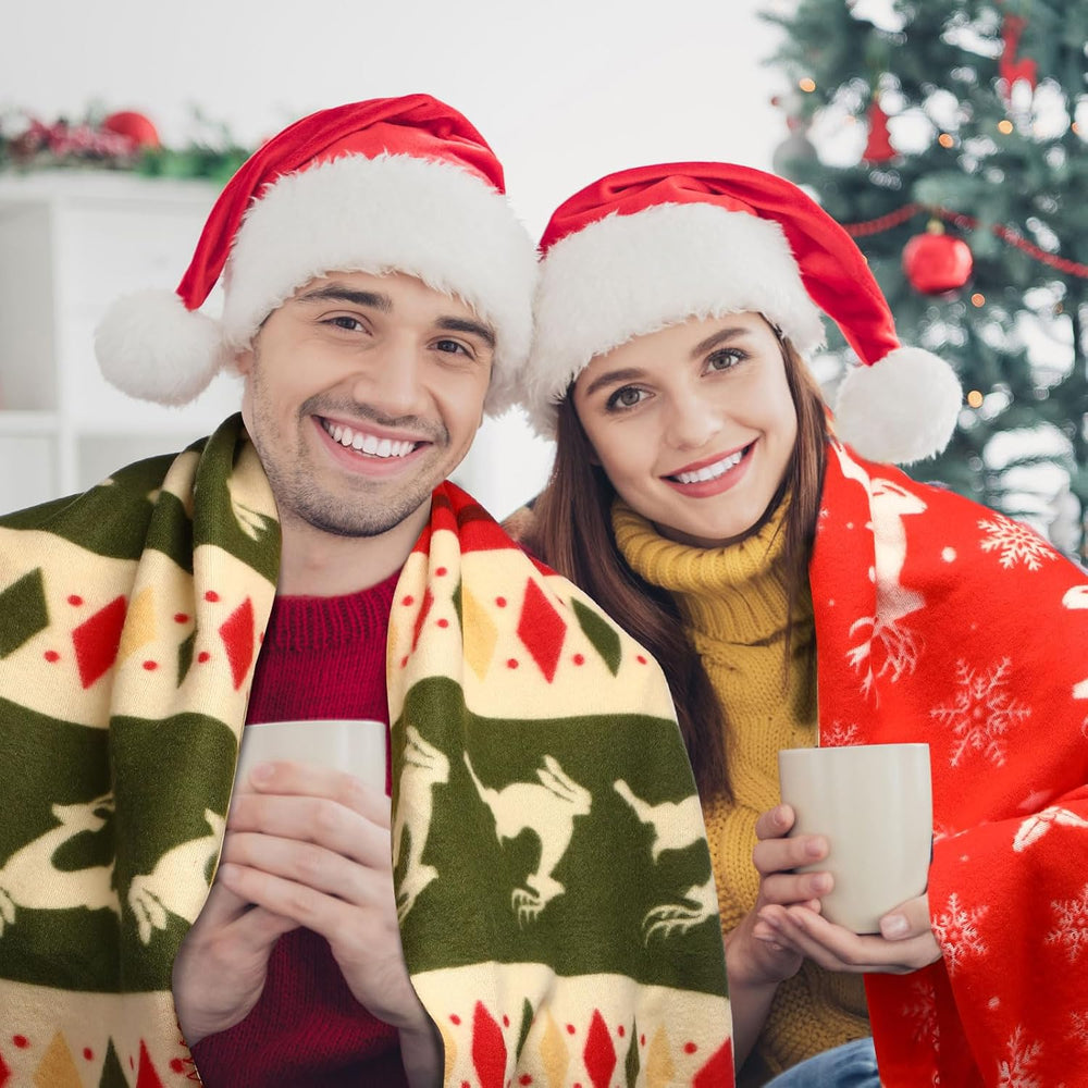Preboun 6 Pcs 50 x 60 Inch Fleece Throw Blanket Bulk, Christmas