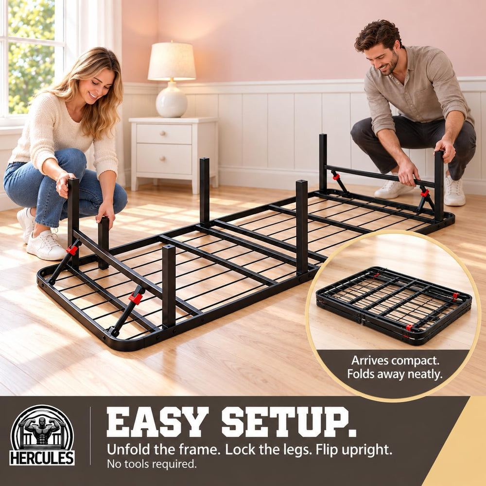 Hercules 14-Inch Heavy-Duty Metal Platform Bed Frame, Twin, Black