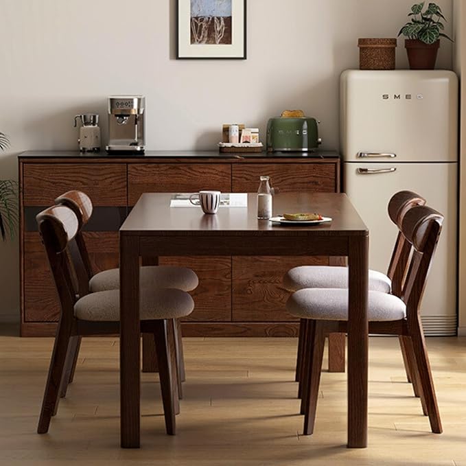 100% Solid Wood Dining Chairs,Mid Century Modern Dining Chairs with Upholster...