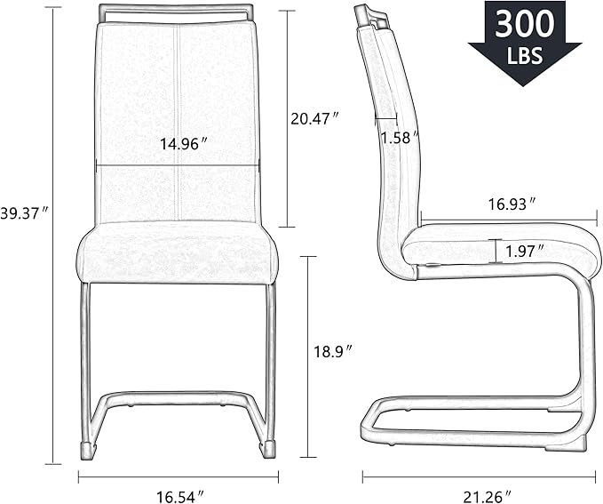 AZmac Modern Leather Dining Chairs Set of 4,Armless Kitchen Chairs,Dining Roo...