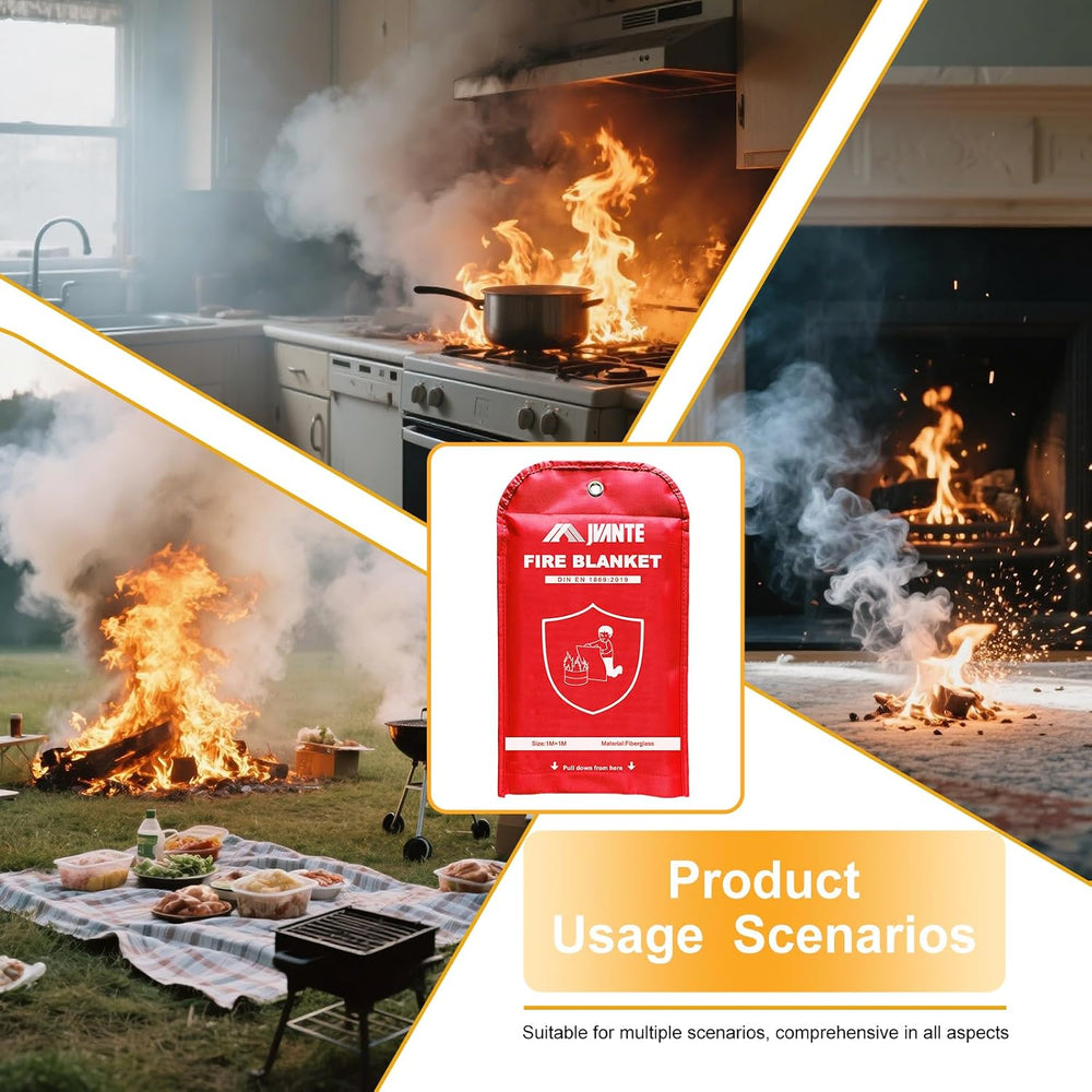 Emergency Fire Blanket-2 Pack for Home and Kitchen - 40"x40" Fiberg...