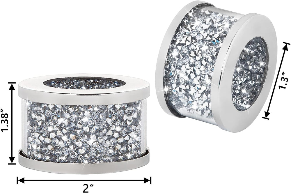 SHYFOY Silver Diamond Napkin Ring Set of 12 Pieces, Crystal Glass Framed Napk...
