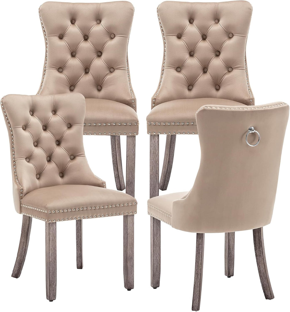 Kiztir Velvet Dining Chairs Set of 4, Upholstered Dining Chairs with Ring Pul...