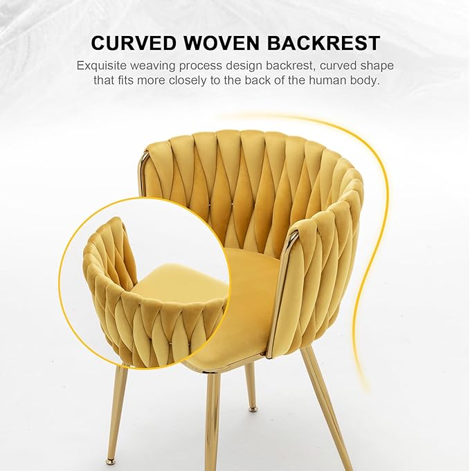 Velvet Dining Chairs Set of 4, Modern Upholstered Dining Chairs with Gold Met...