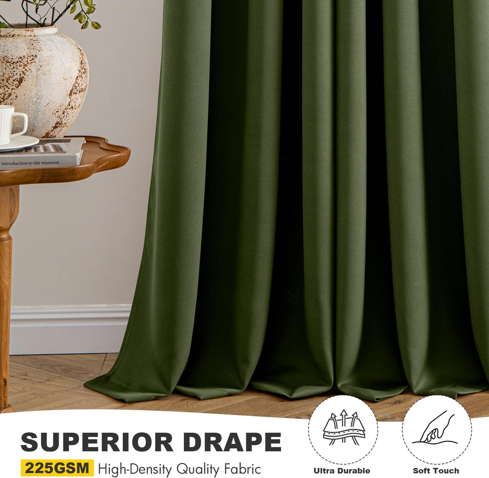 MIULEE Blackout Curtains for Bedroom 2 Panels 40 x 72 Inch Long Olive Green