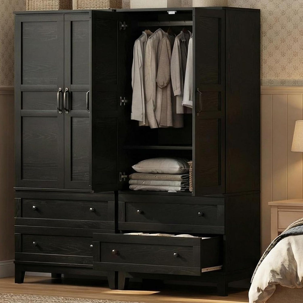 IDEALHOUSE Armoire Wardrobe Closet with 2 Drawers, 72" Tall Wooden Cloth...