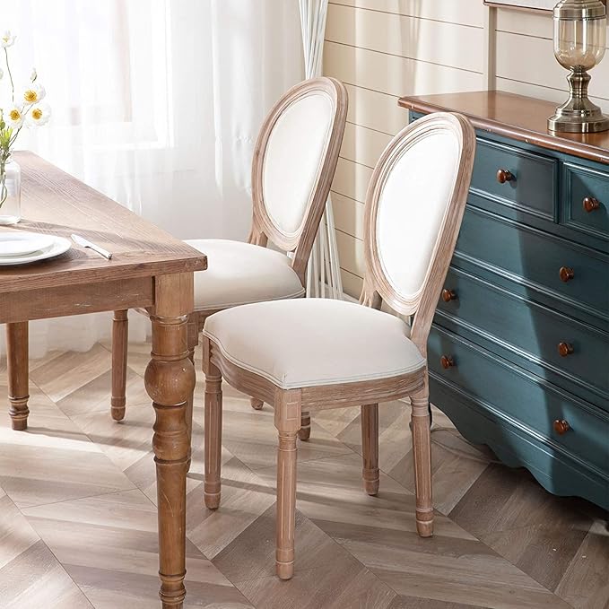 Nrizc French Dining Chairs Set of 6, French Country Dining Chair, Vintage Far...