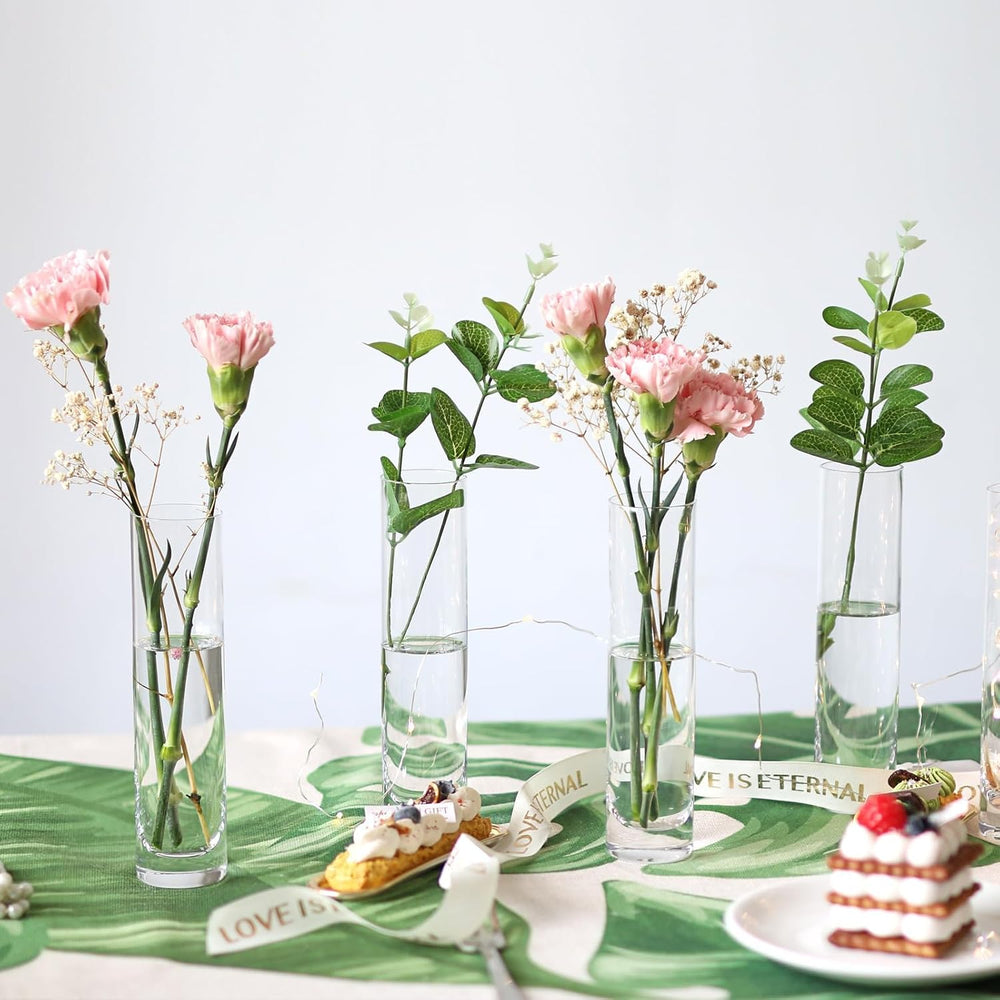 Glass Cylinder Bud Vases for Centerpieces, Set of 12 Clear Small vases,Handma...